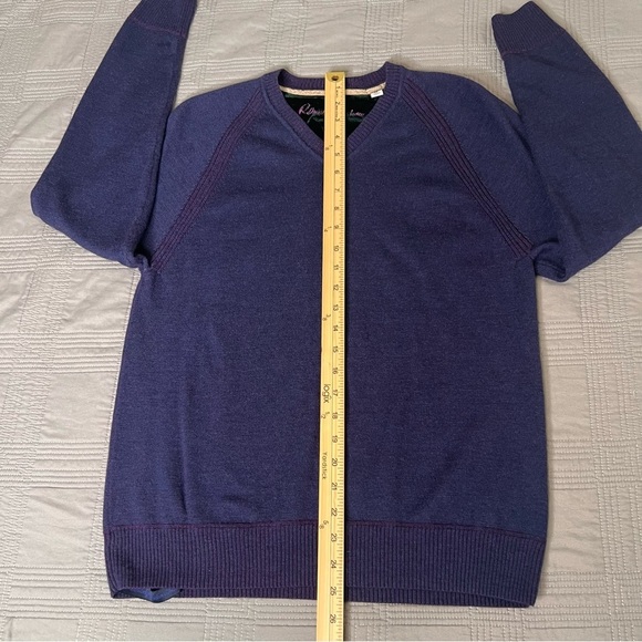 Robert Graham 100% Wool Sweater Purple Pullover V Neck Long Sleeve Mens Medium - Picture 6 of 13